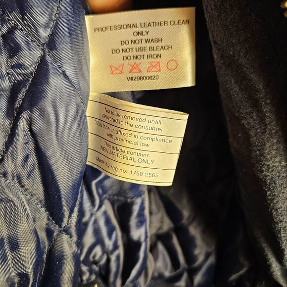 Vintage Penmans Leather Varsity Jacket Men’s Large – Navy & Cream Letterman - Picture 8 of 9